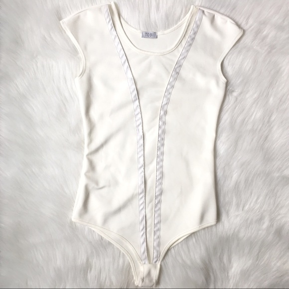 Tobi Tops - Tobi Mesh White Tank Top Bodysuit